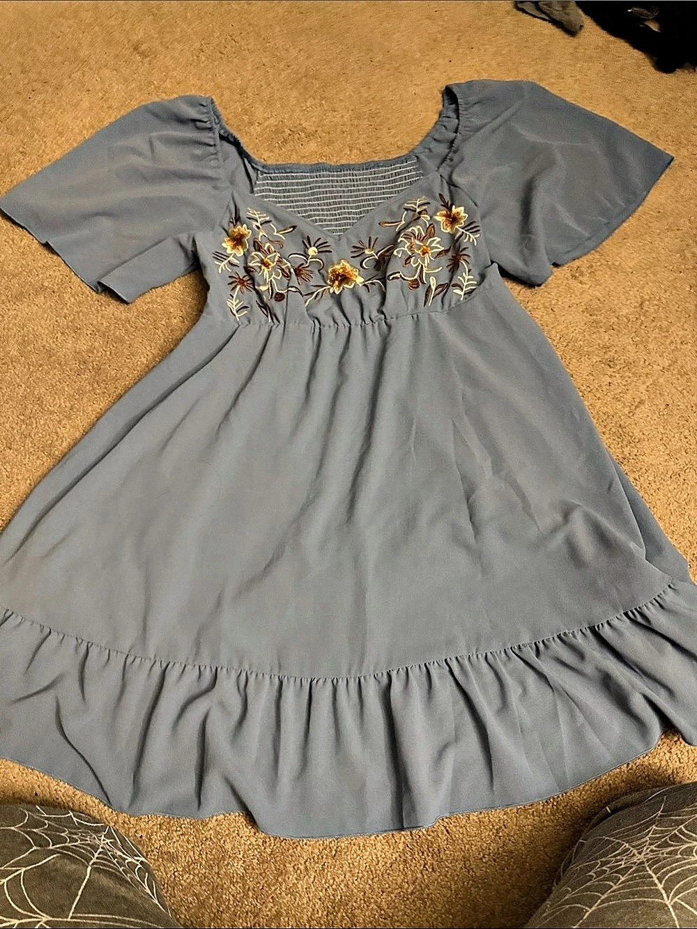 SHEIN plus blue Embroidered Dress Size 1X Gray